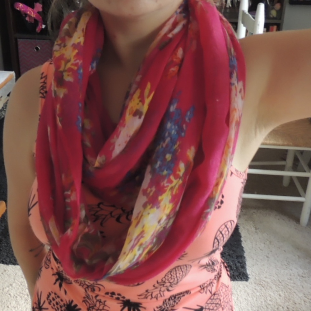 Pink Floral Infinity Scarf - Picture 7 of 9